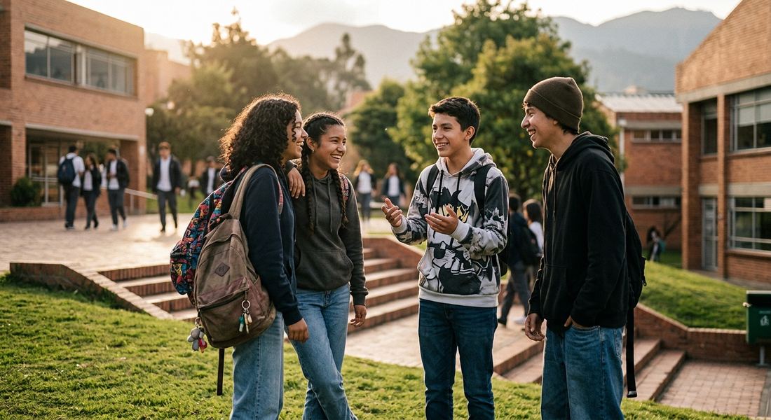 Estudiantes conversando sobre su futuro